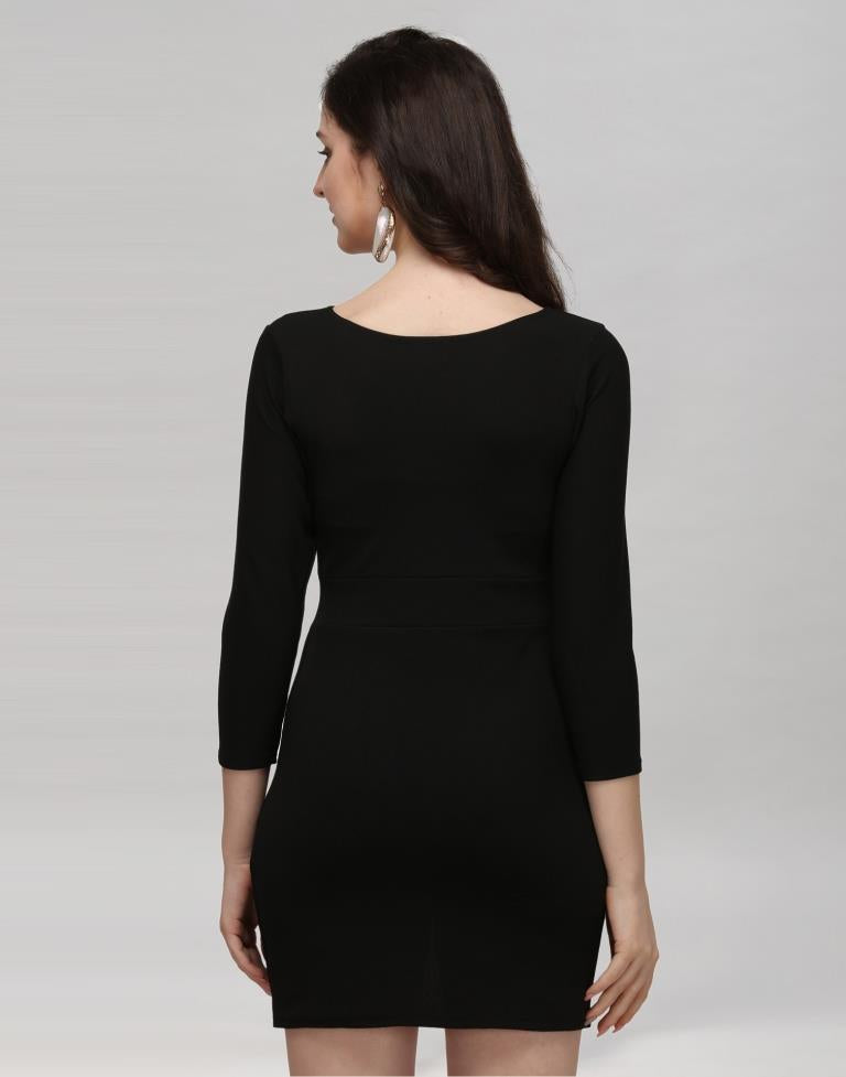 Black Coloured Knitted Lycra Dress