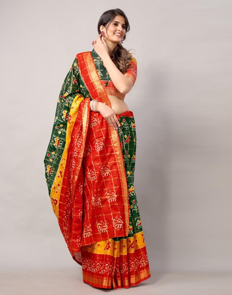 Green Coloured Patola Printed Saree