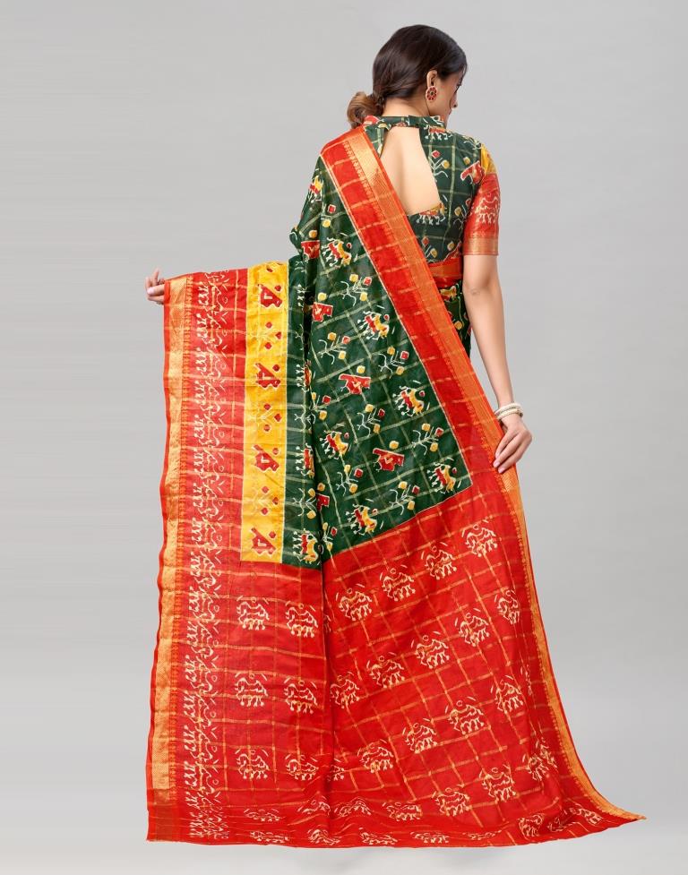 Green Coloured Patola Printed Saree