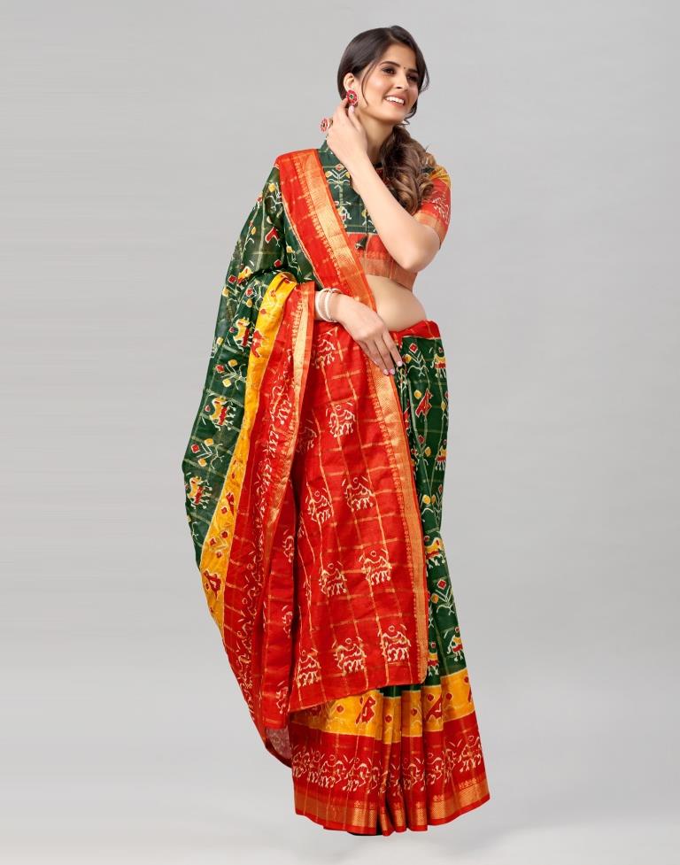 Green Coloured Patola Printed Saree