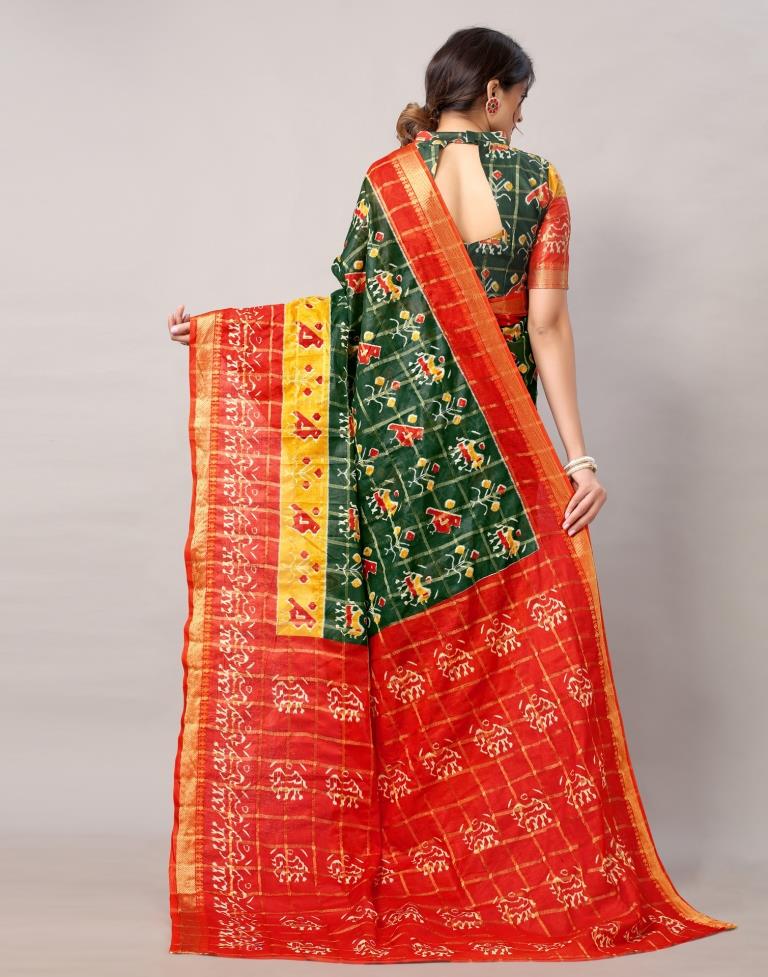 Green Coloured Patola Printed Saree