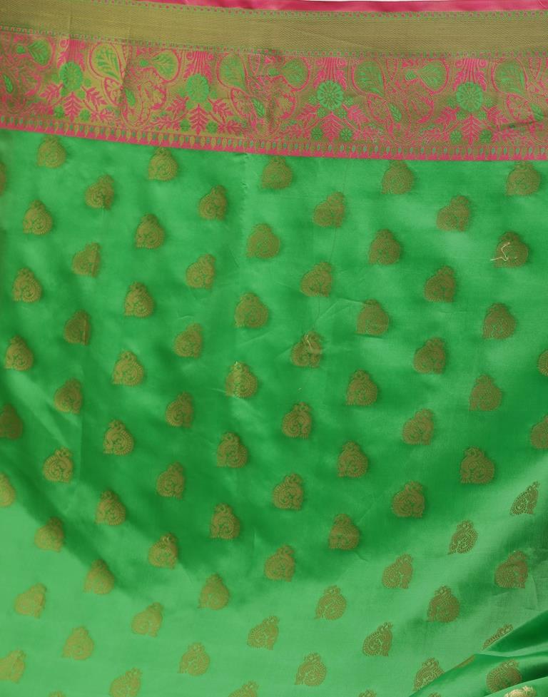 Parrot Green Banarasi Silk Saree