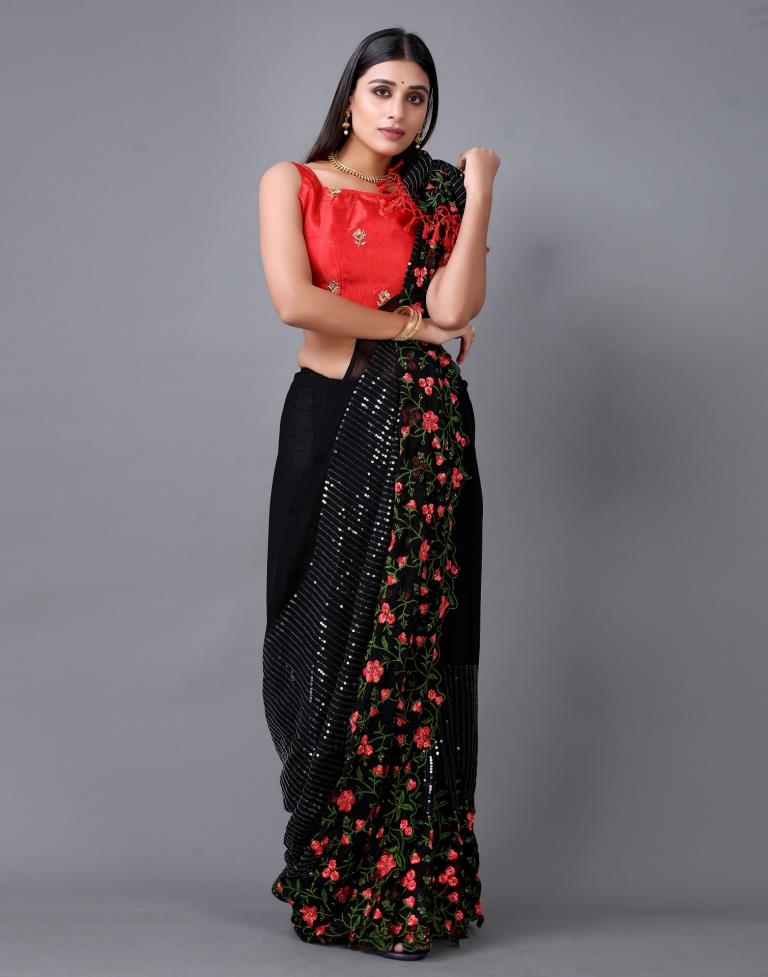 Black Embroidery Saree