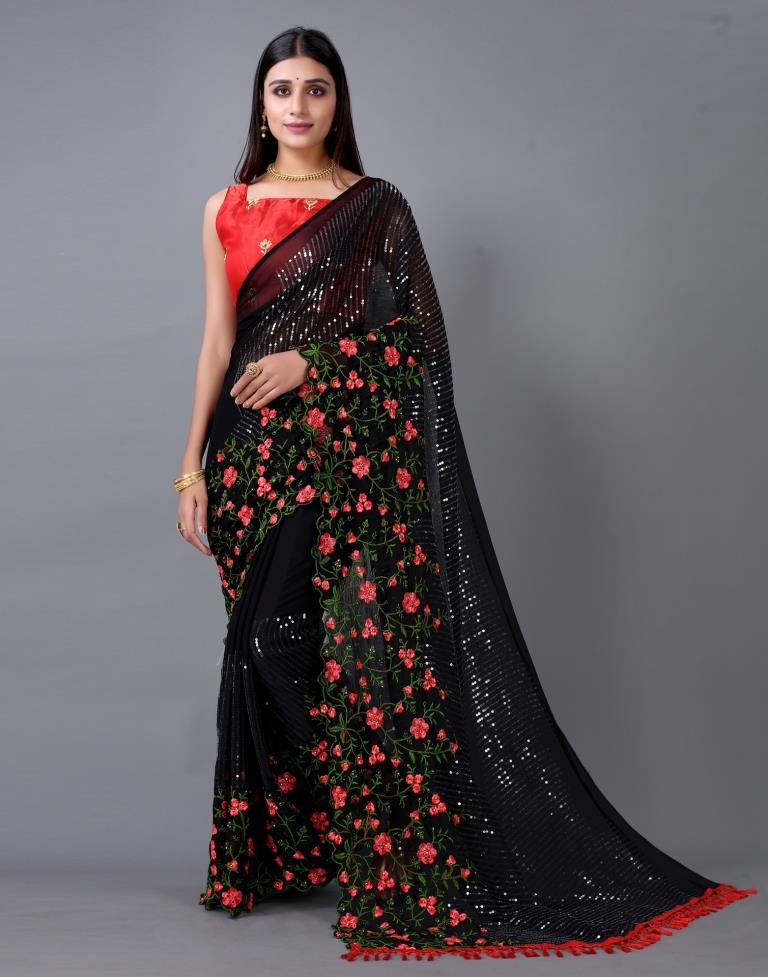 Black Embroidery Saree