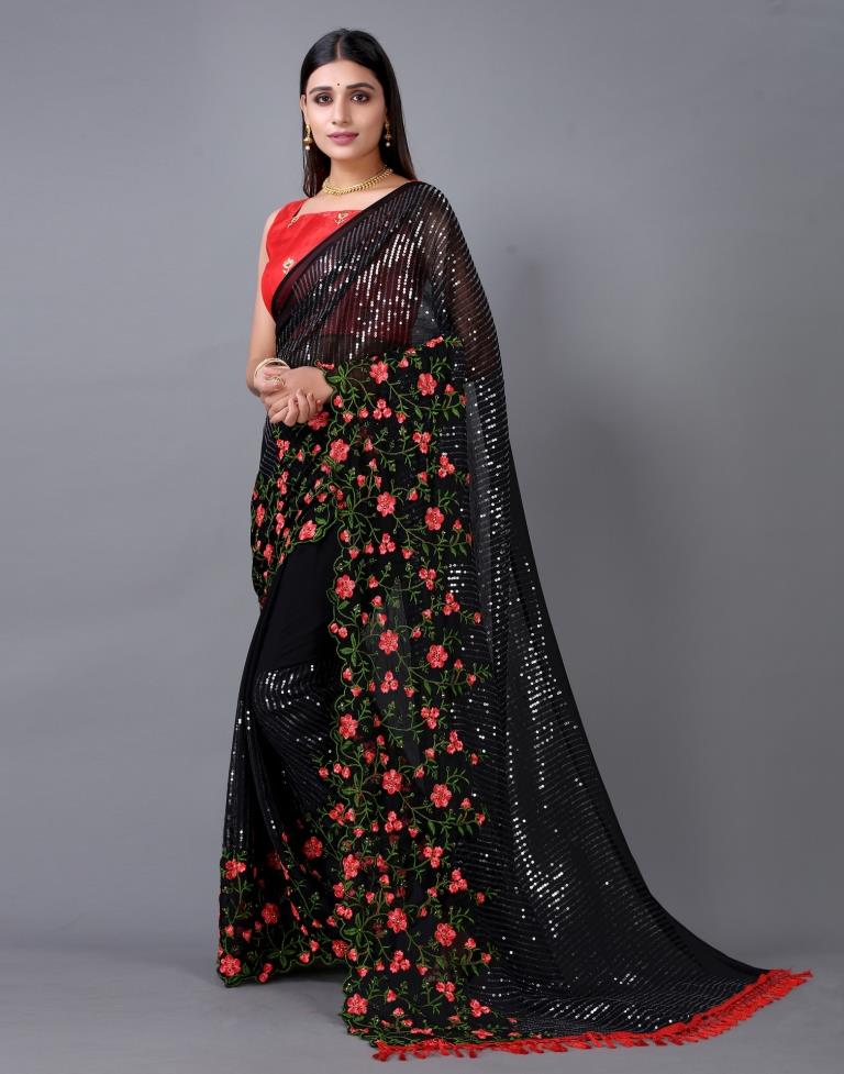 Black Embroidery Saree