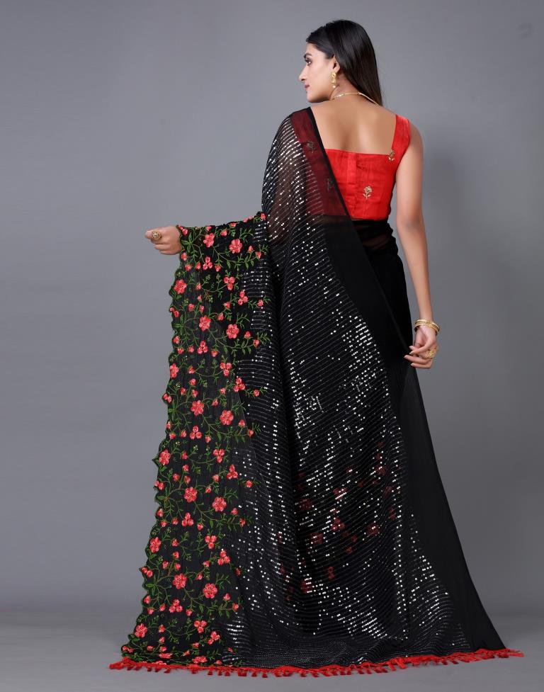 Black Embroidery Saree