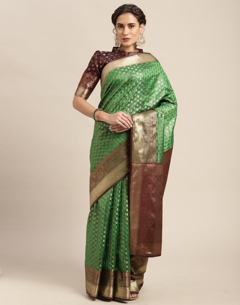 Parrot Green Silk Saree