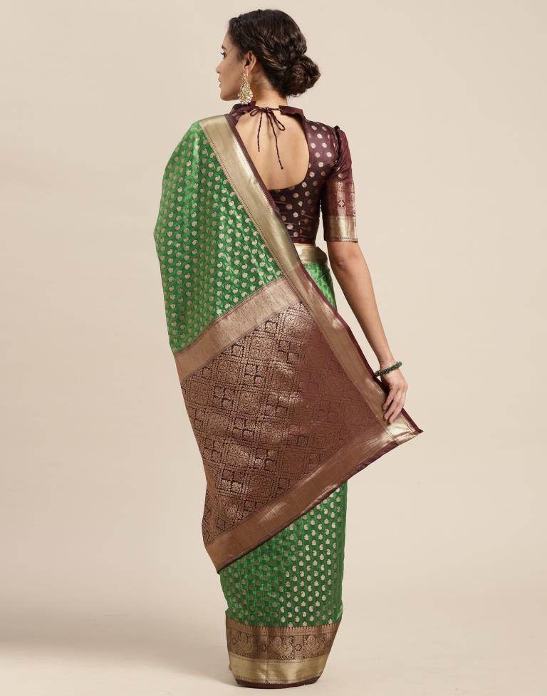 Parrot Green Silk Saree