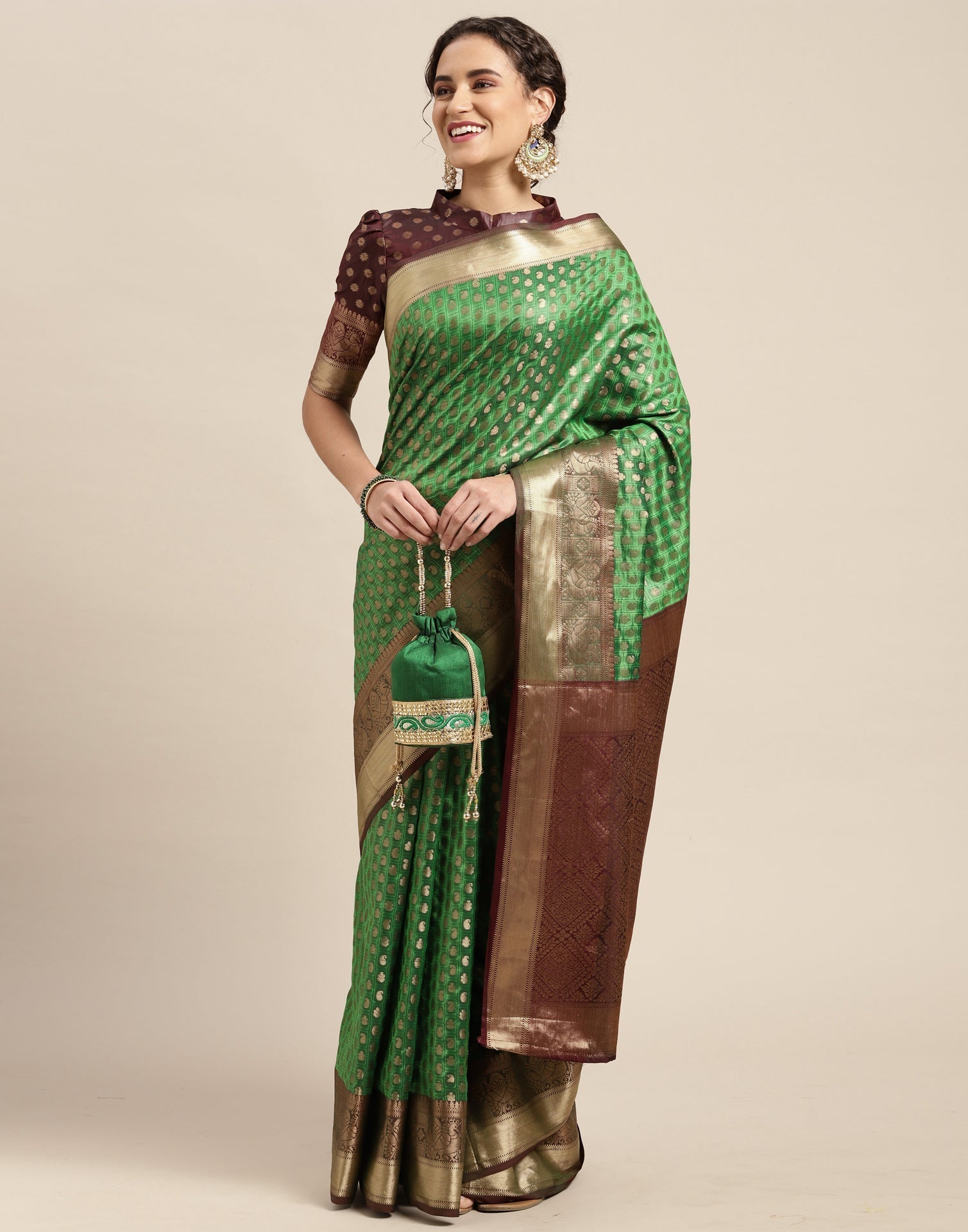 Parrot Green Silk Saree