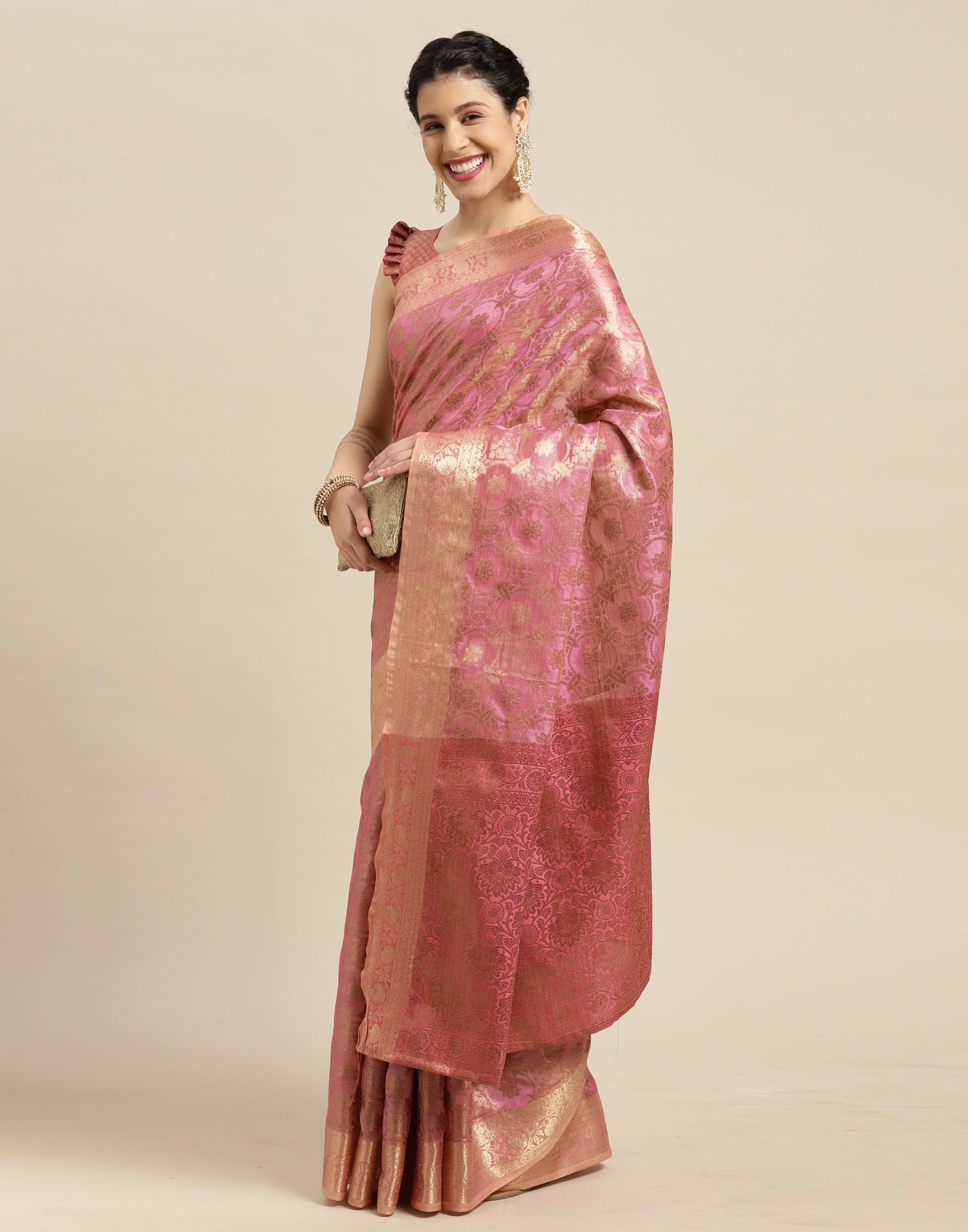 Baby Pink Cotton Silk Saree