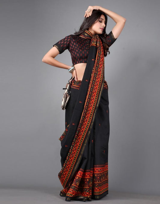 Black Printed Saree