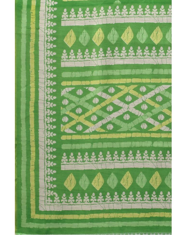 Parrot Green Cotton Saree