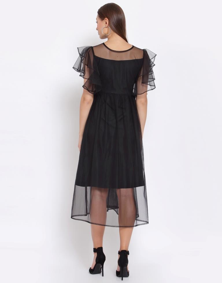 Black Net Flared sleeve Dress