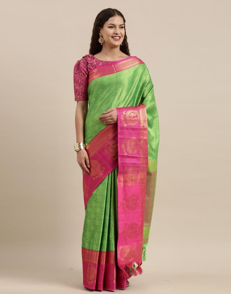 Parrot Green Silk Saree