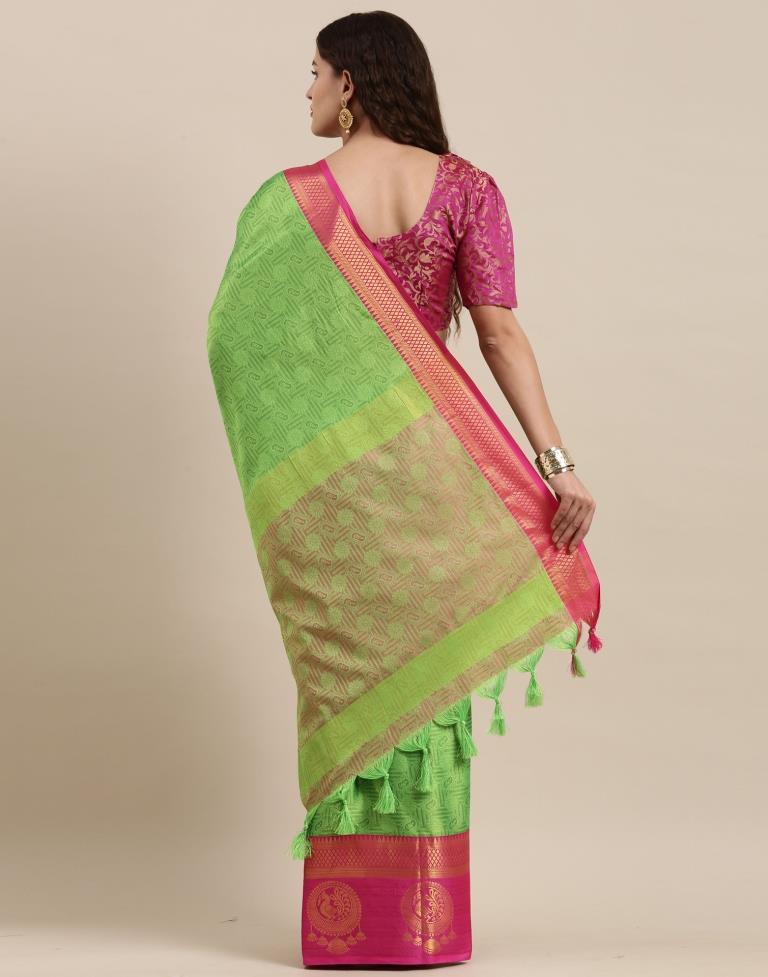 Parrot Green Silk Saree