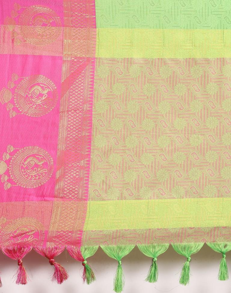 Parrot Green Silk Saree