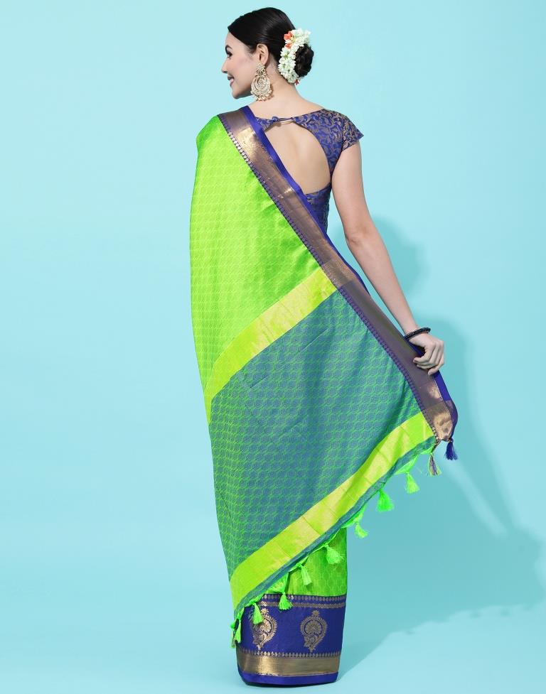 Parrot Green Weaving Cotton Saree