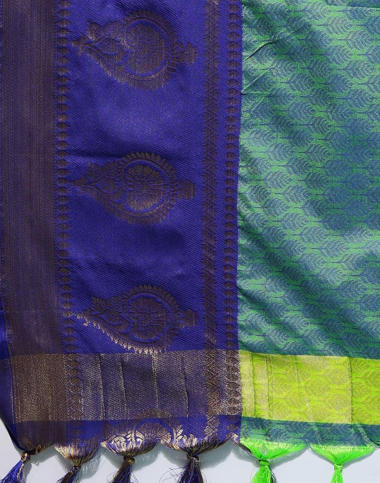 Parrot Green Weaving Cotton Saree