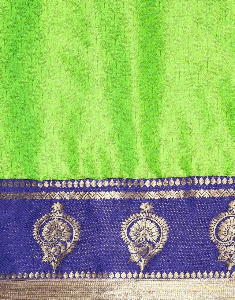 Parrot Green Weaving Cotton Saree