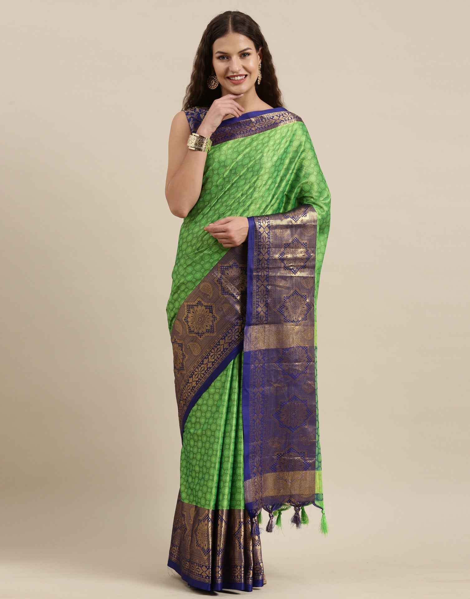 Parrot Green Silk Saree