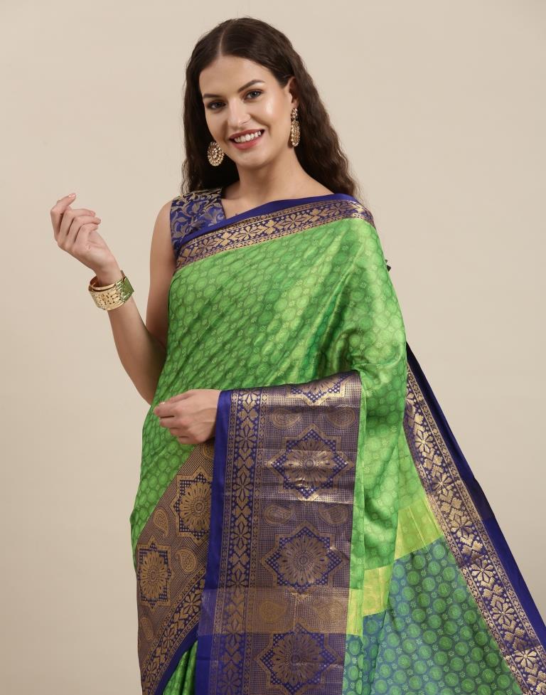 Parrot Green Silk Saree