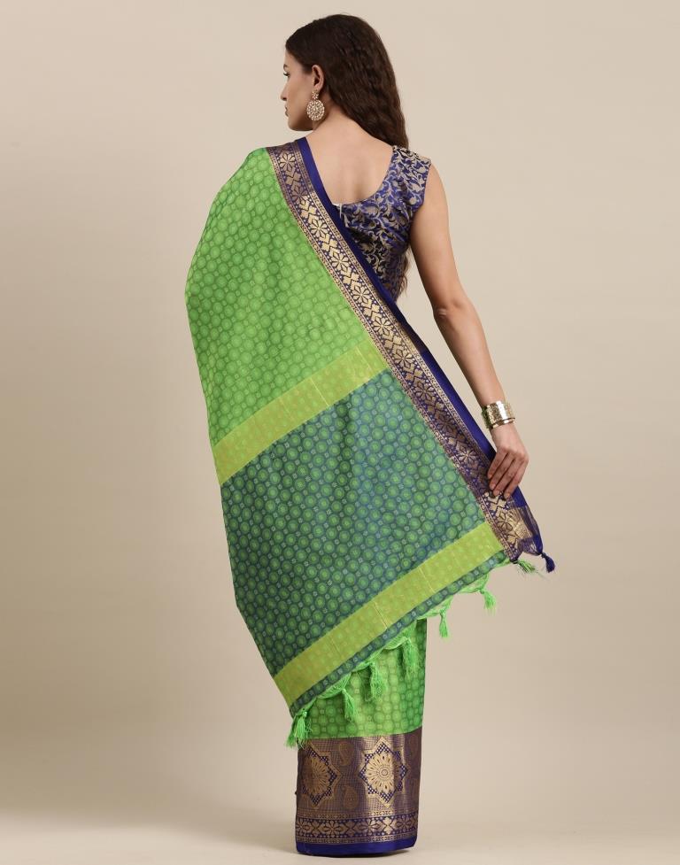 Parrot Green Silk Saree