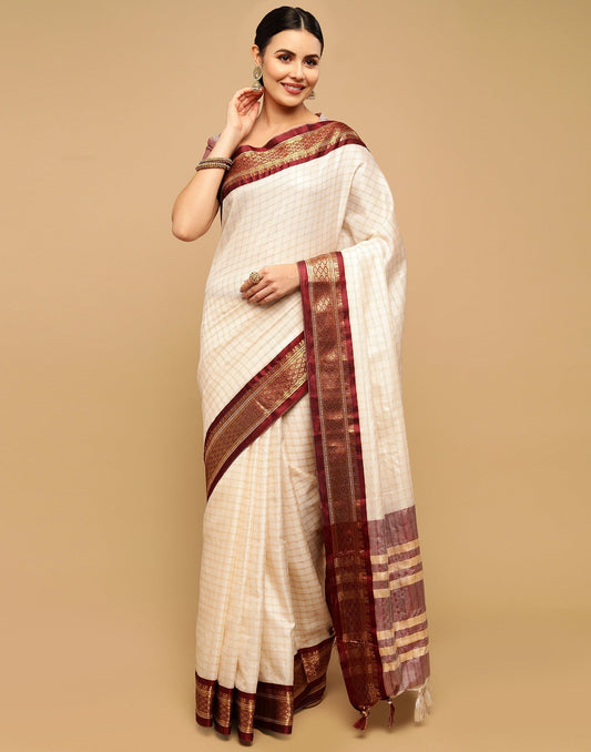 Off White Silk Saree