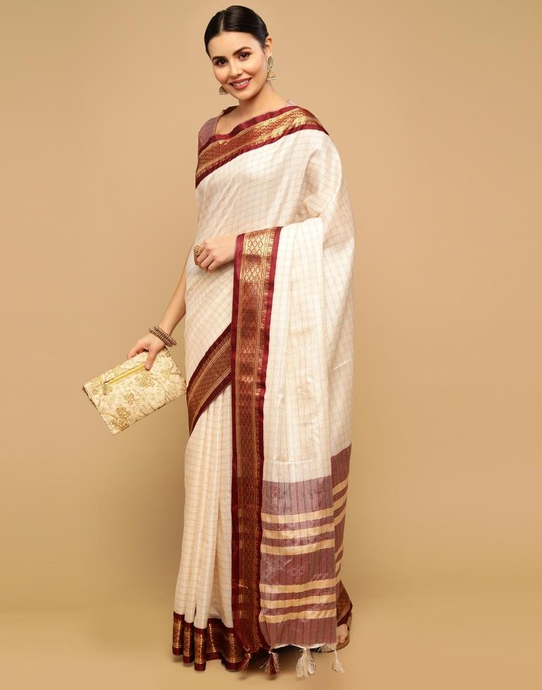 Off White Silk Saree