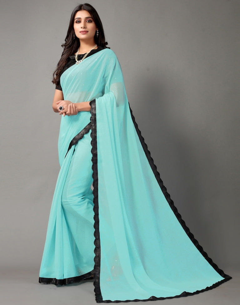 Acqua Blue Chiffon Saree