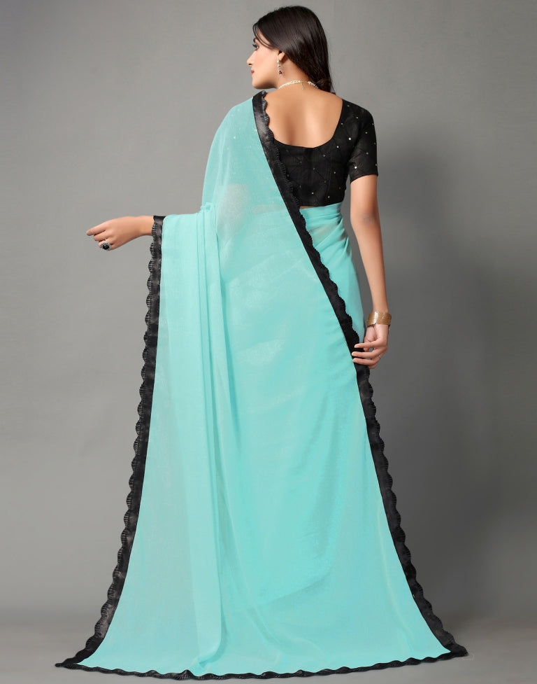 Acqua Blue Chiffon Saree