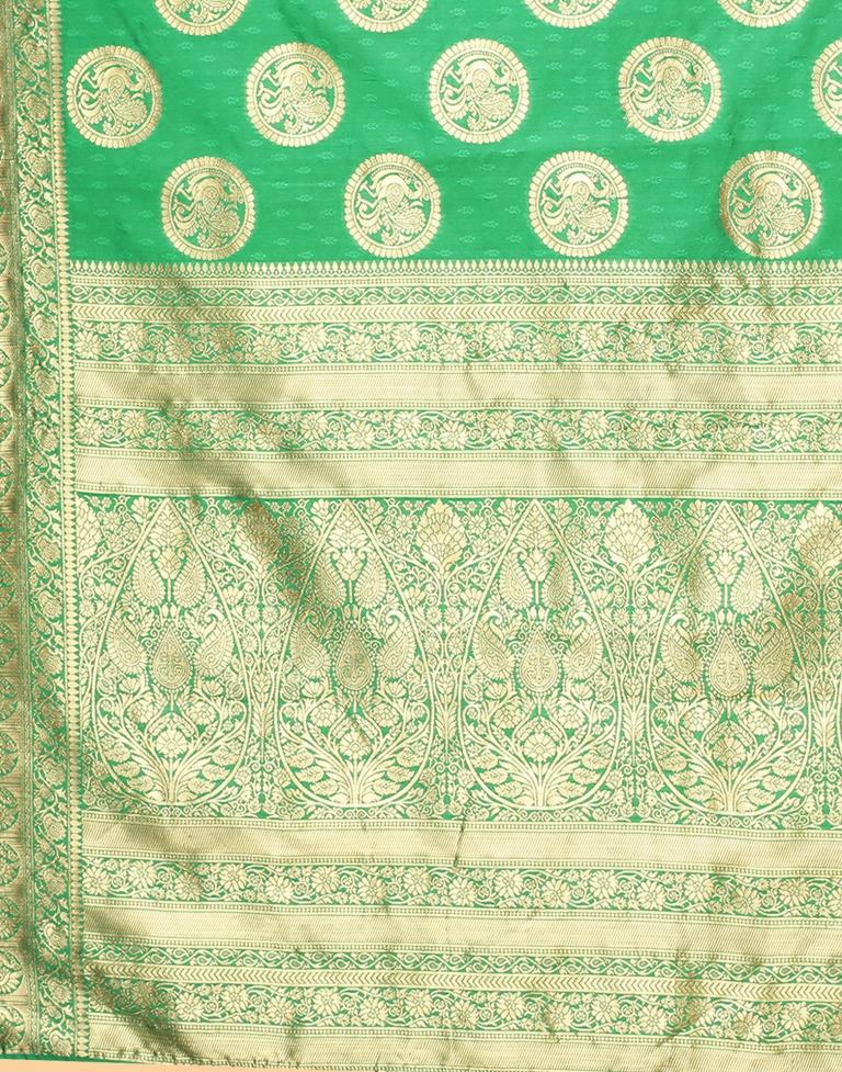 Green And Golden Silk Saree