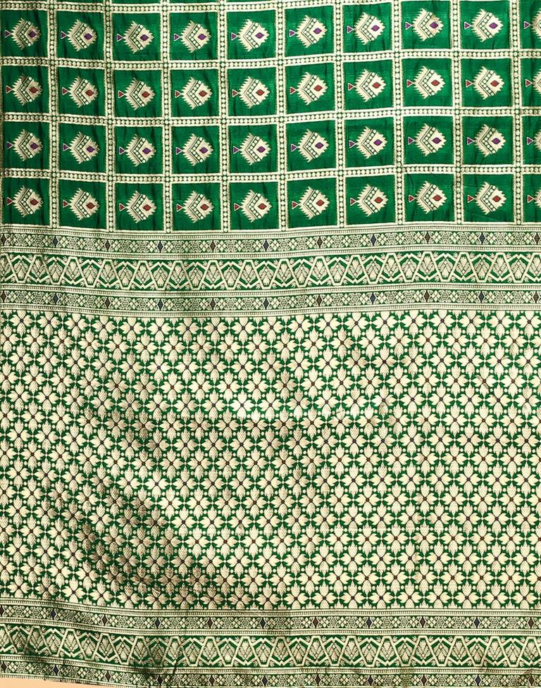 Green And Golden Silk Saree