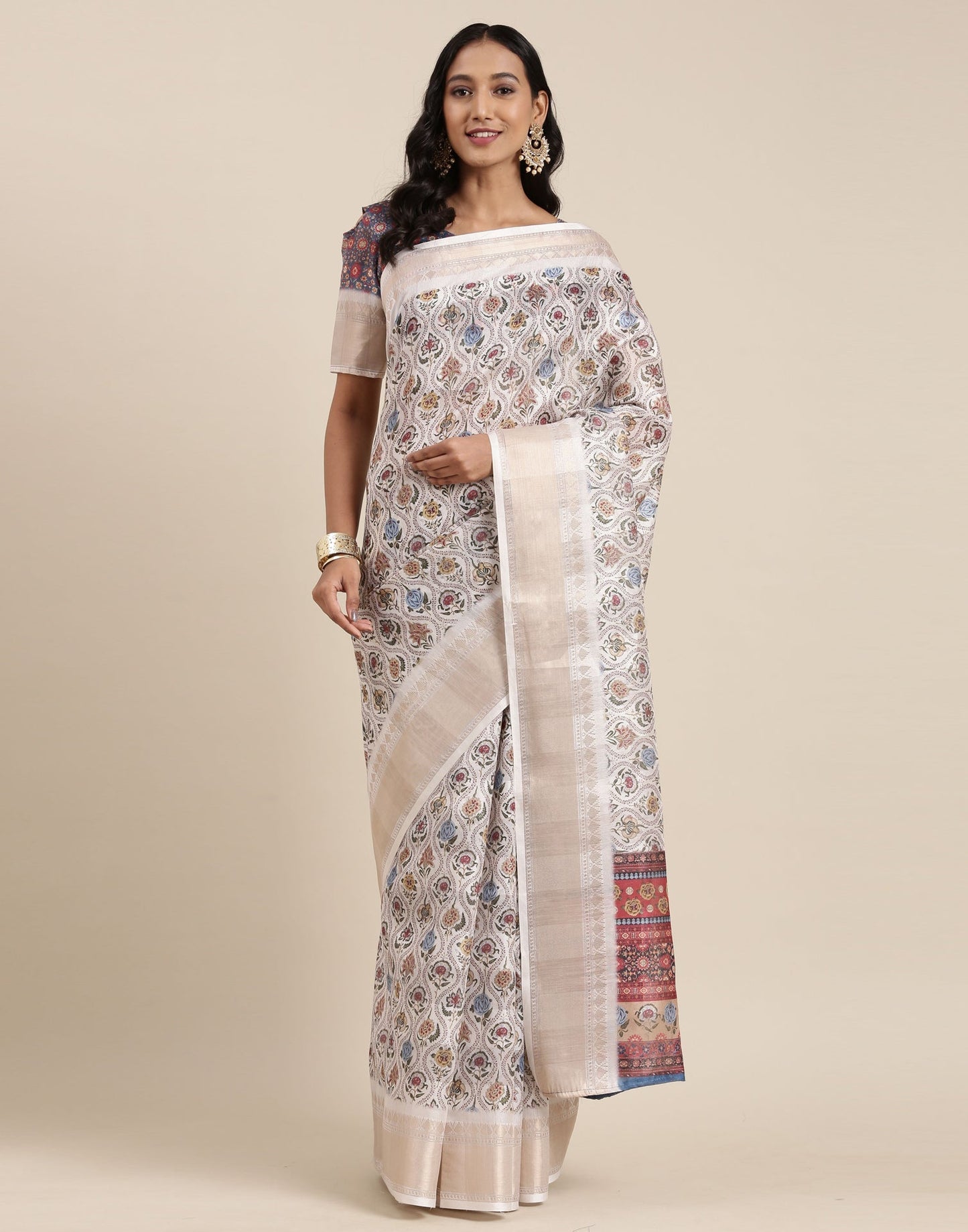 Off White Viscose Saree