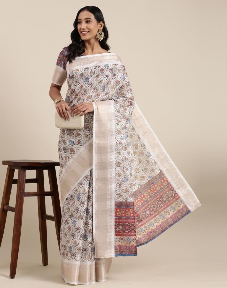 Off White Viscose Saree