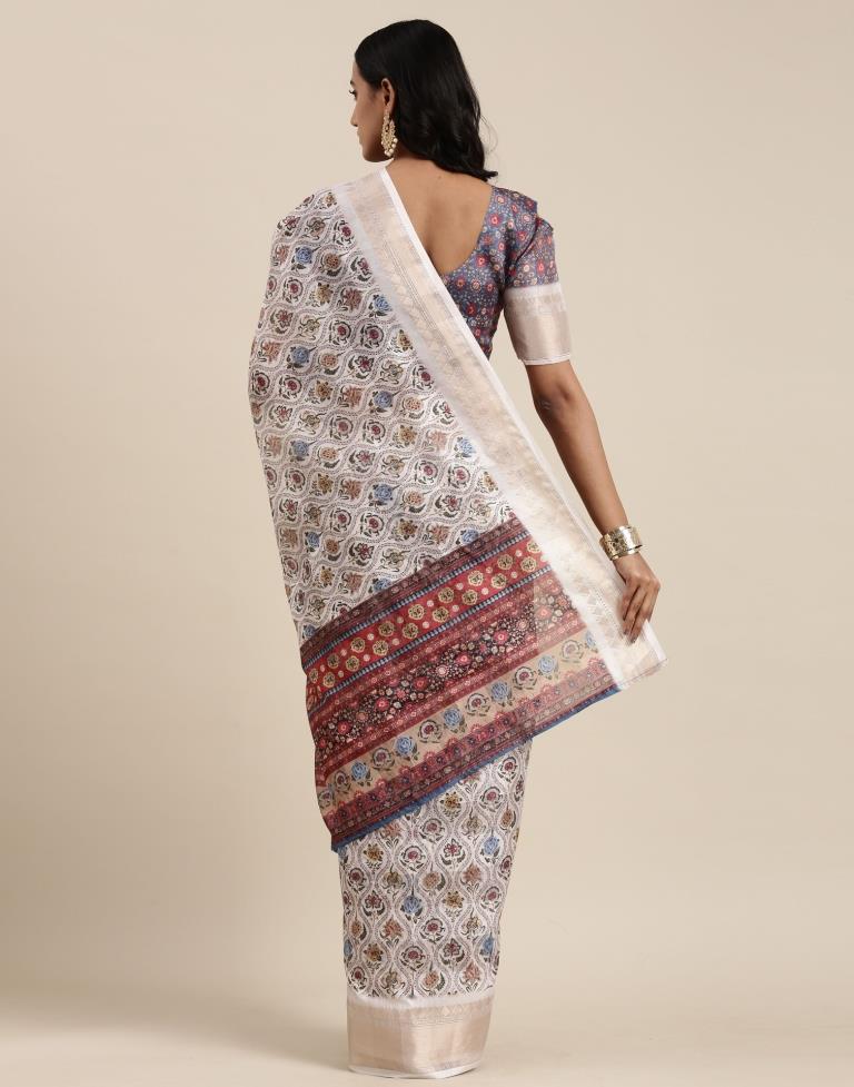 Off White Viscose Saree