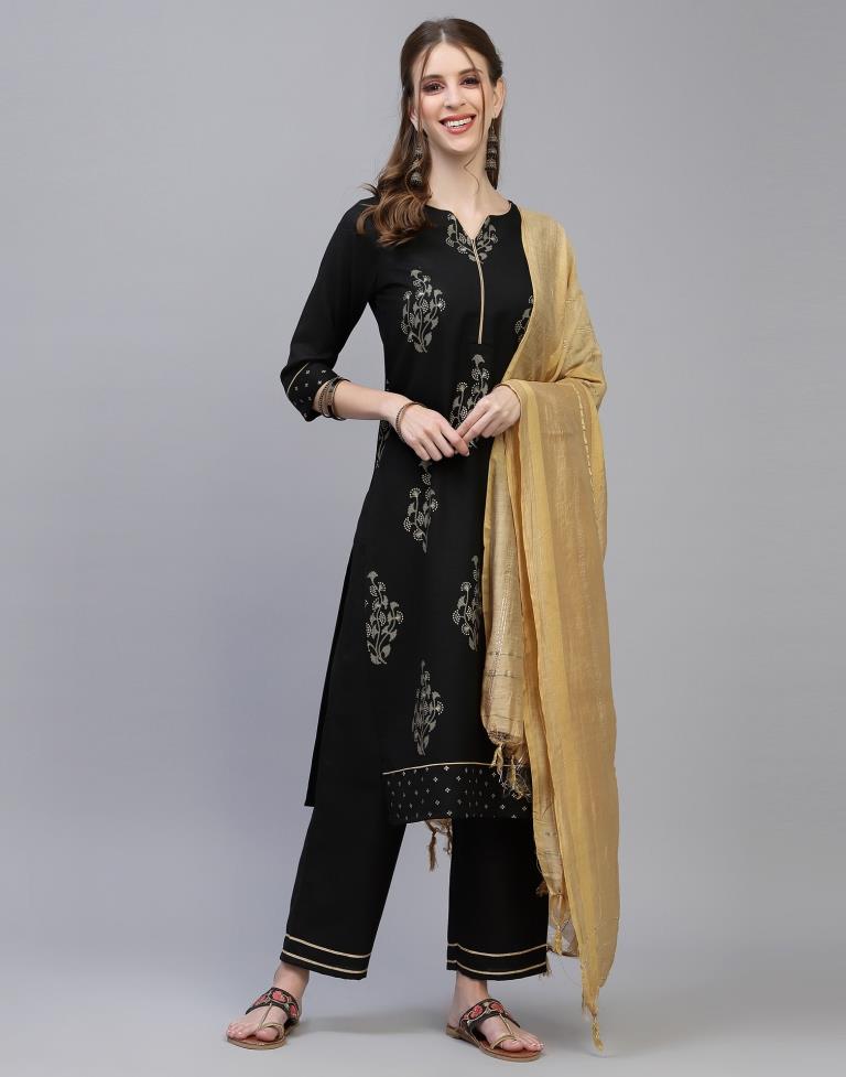 Black Kurti With Pant And Dupatta