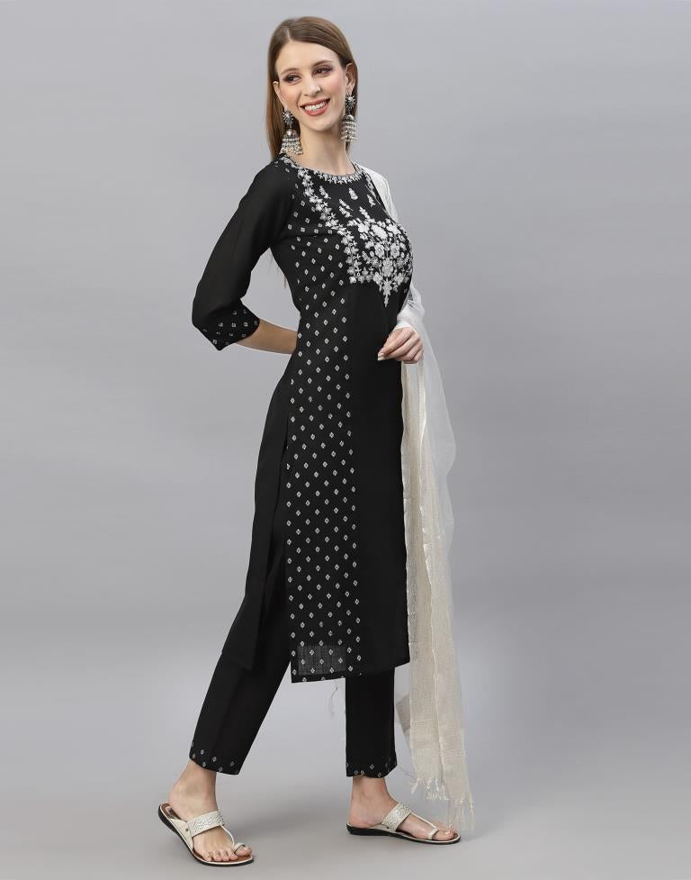 Black Kurti With Pant And Dupatta