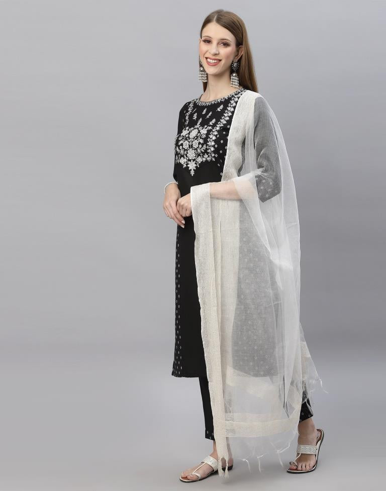 Black Kurti With Pant And Dupatta