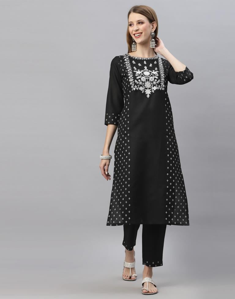 Black Kurti With Pant And Dupatta