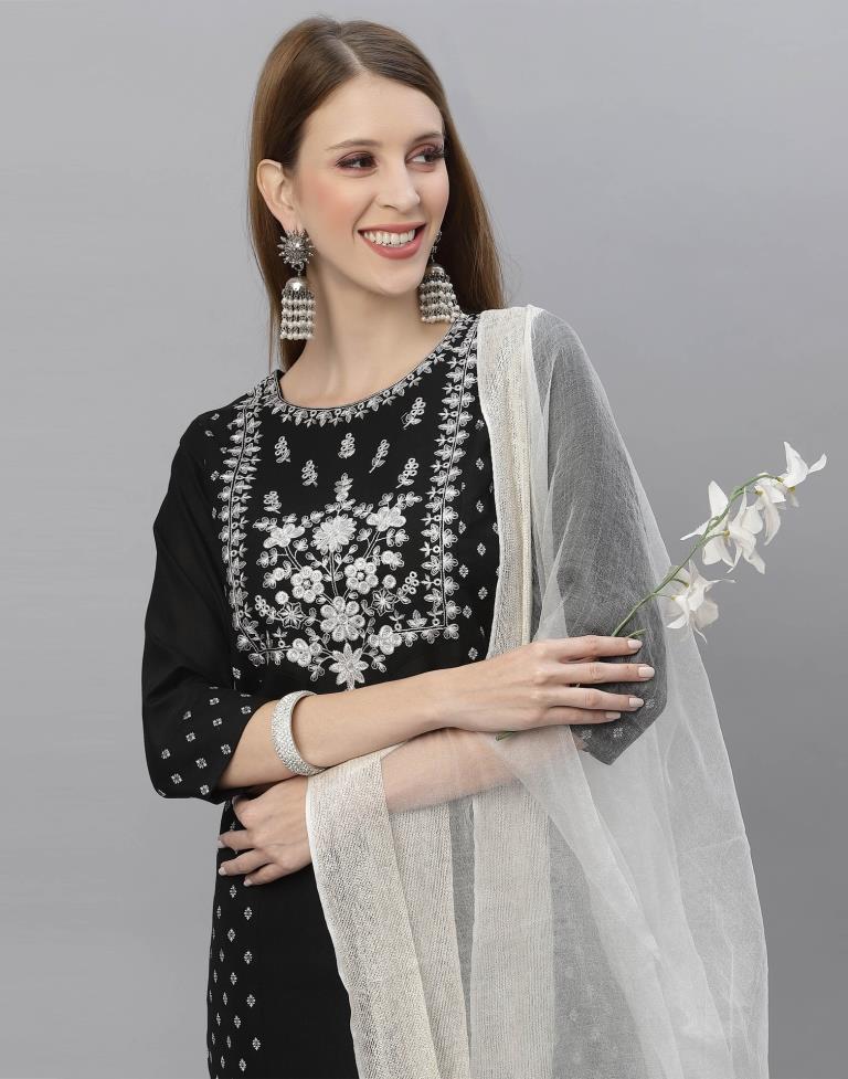 Black Kurti With Pant And Dupatta