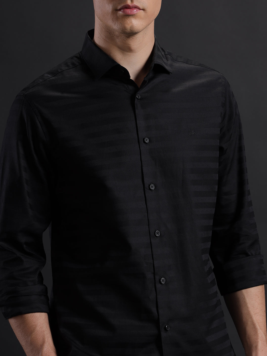 Aldeno Mens Regular Fit Plain Black Formal Cotton Shirt (BINIM)