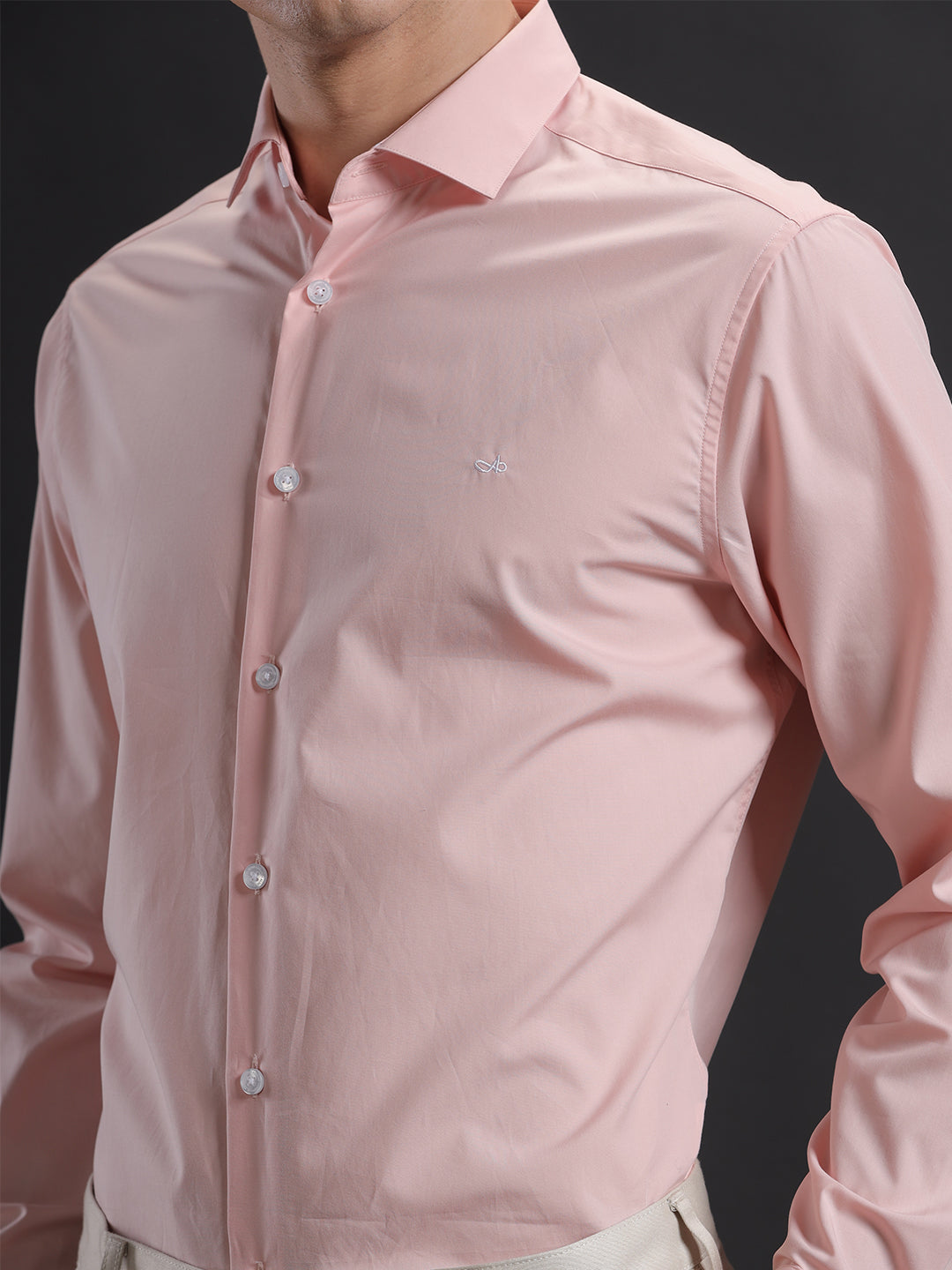 Aldeno Mens Regular Fit Textured Peach Formal Cotton Shirt (FABIZ)