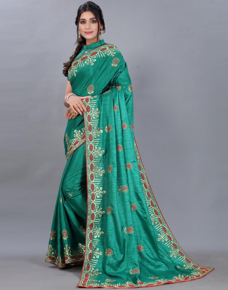 Green Embroidery Saree