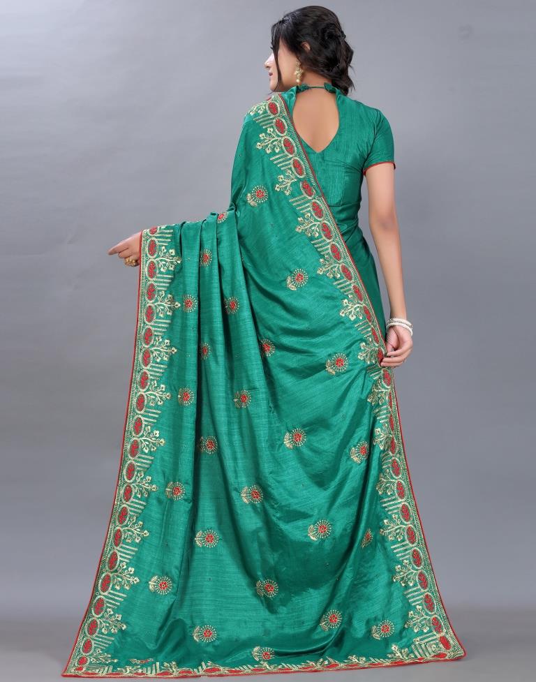 Green Embroidery Saree