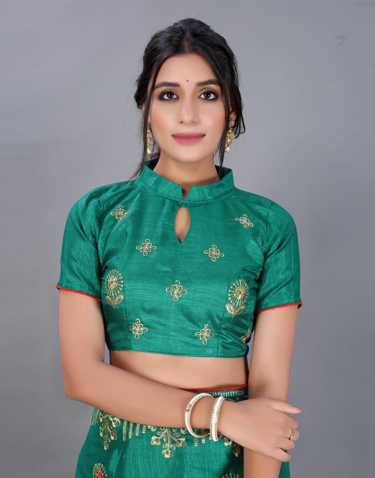 Green Embroidery Saree