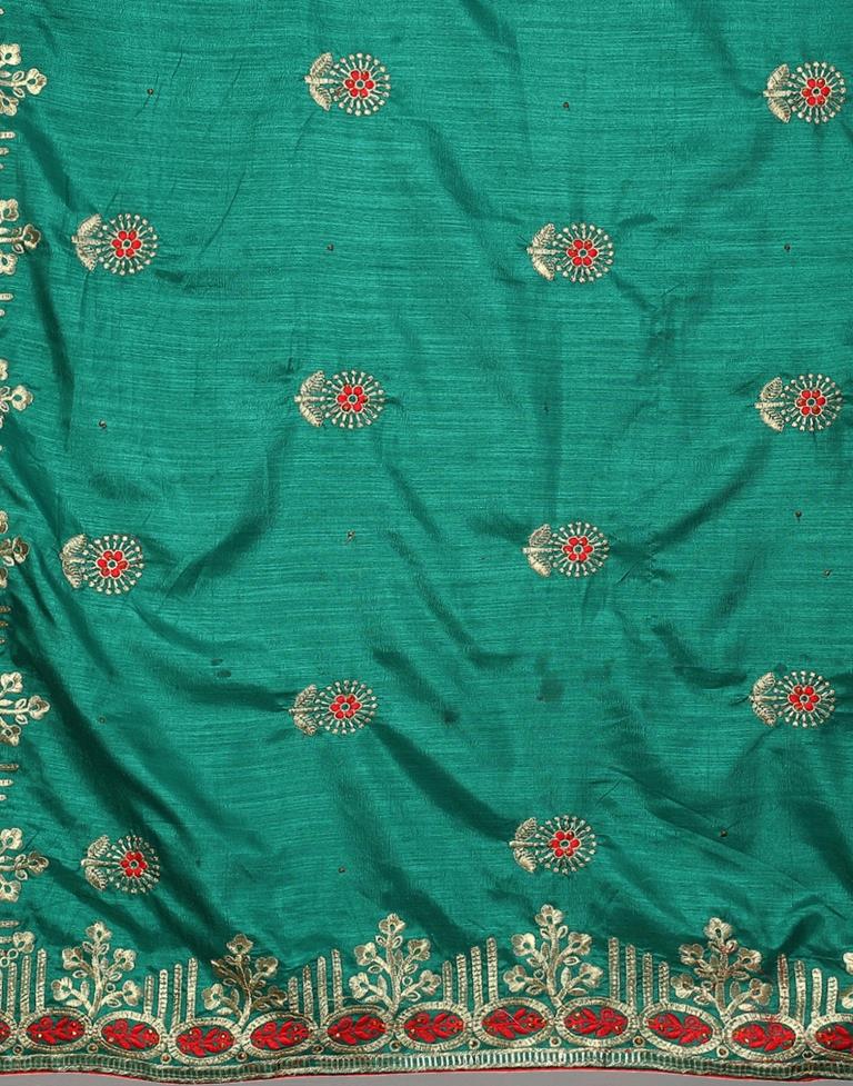 Green Embroidery Saree