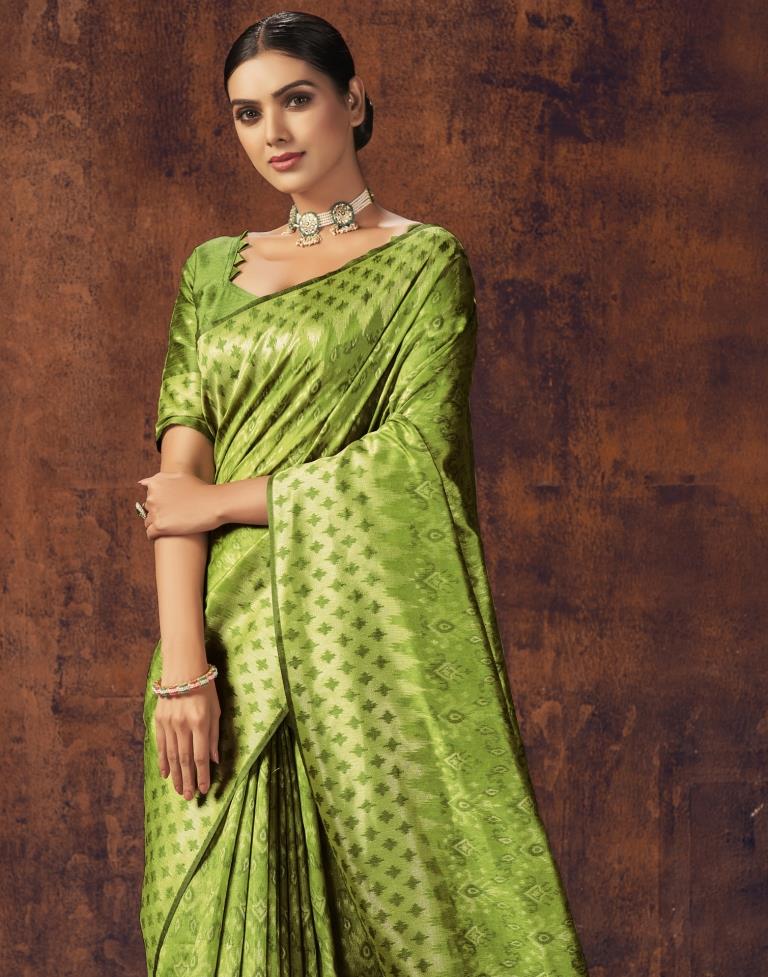 Parrot Green Silk Saree