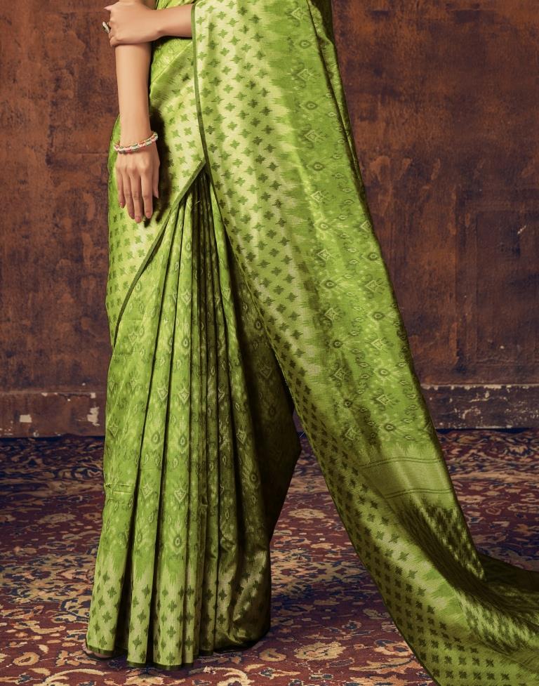 Parrot Green Silk Saree