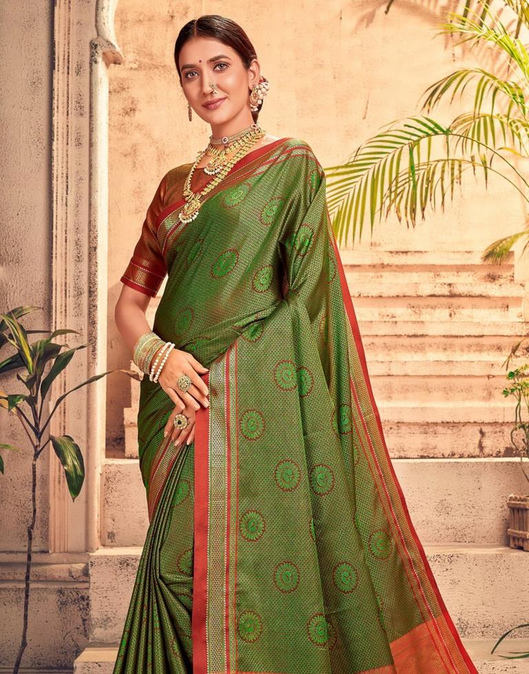 Green And Maroon Silk Saree