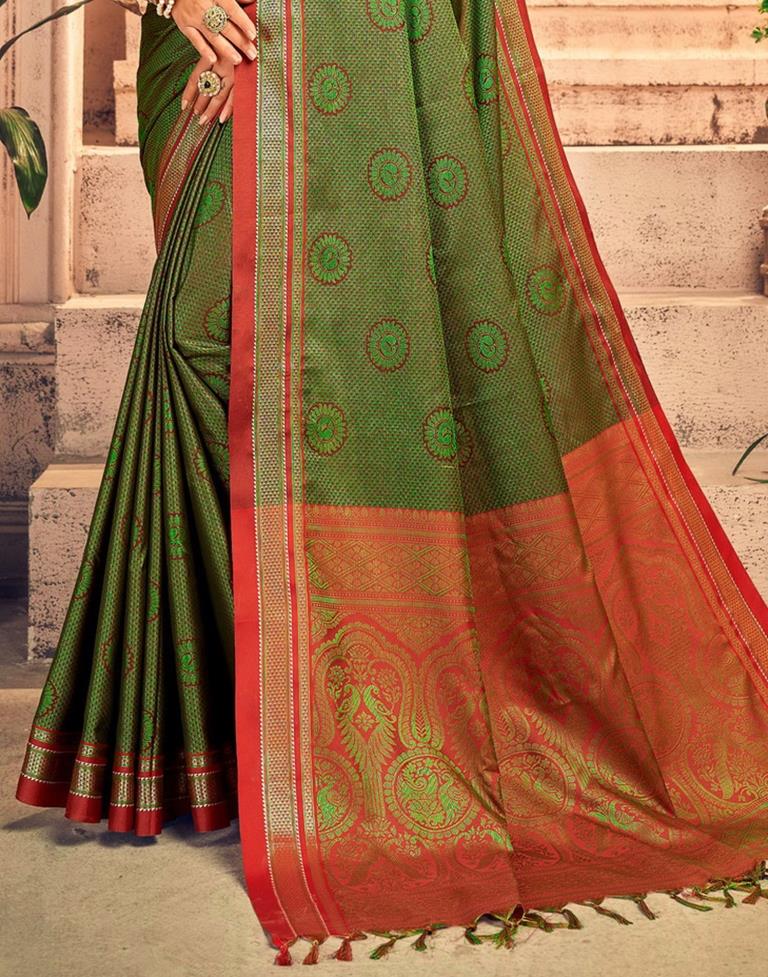 Green And Maroon Silk Saree